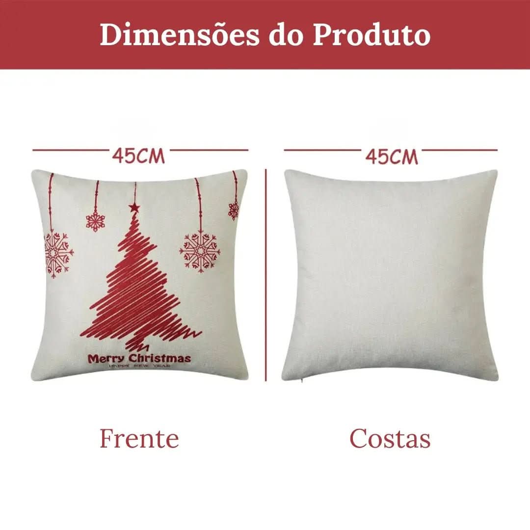 Decoração Natalina - Capas de Almofada Kit 4 Peças para Enfeitar Seu Lar - Morada Serena