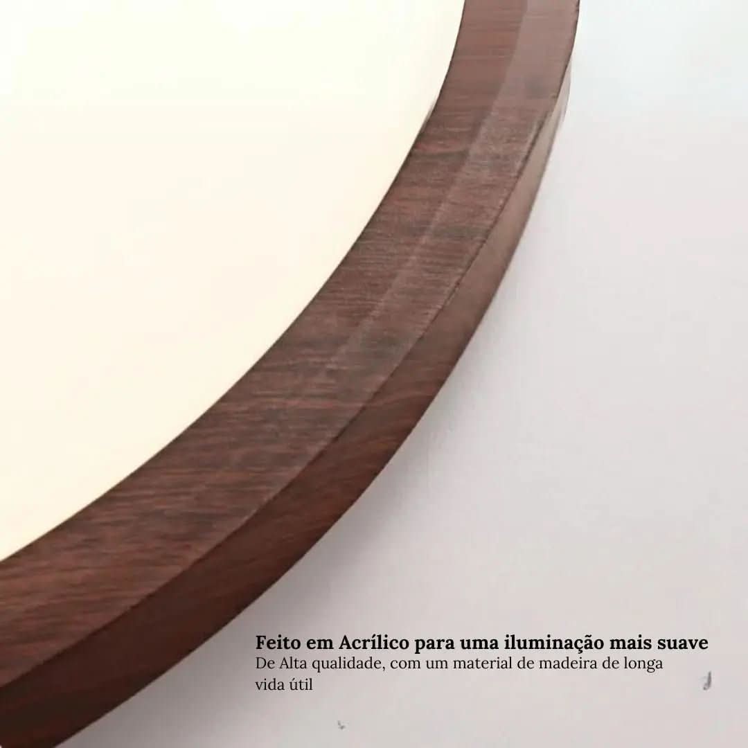 Plafon Led Sobrepor Redondo Wooden - Morada Serena