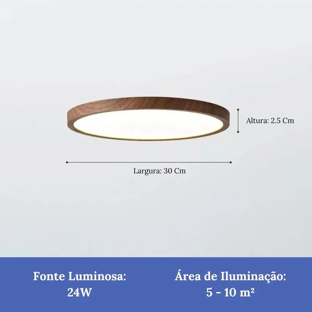 Plafon Led Sobrepor Redondo Wooden - Morada Serena