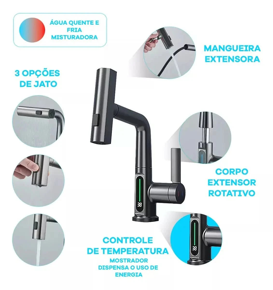 Torneira Gourmet Digital Com Sensor De Temperatura - Morada Serena