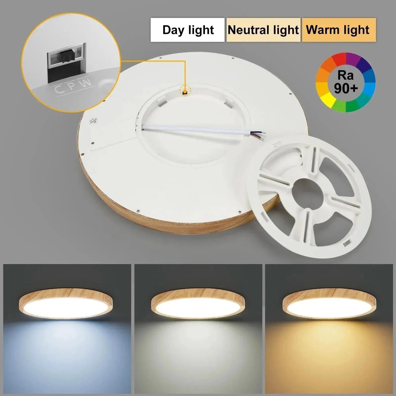 Plafon De Teto Led Sobrepor Estilo Amadeirado - Morada Serena