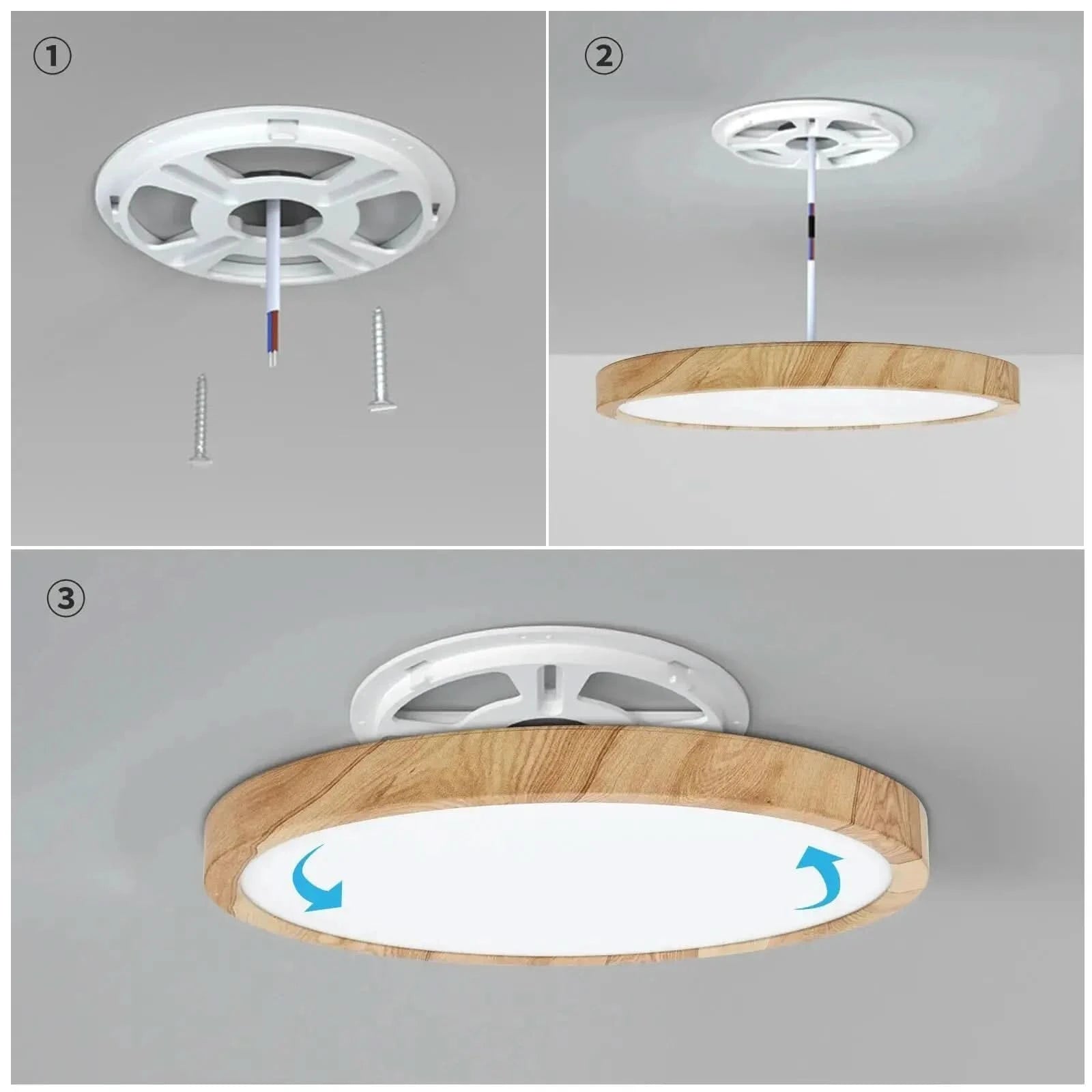 Plafon De Teto Led Sobrepor Estilo Amadeirado - Morada Serena