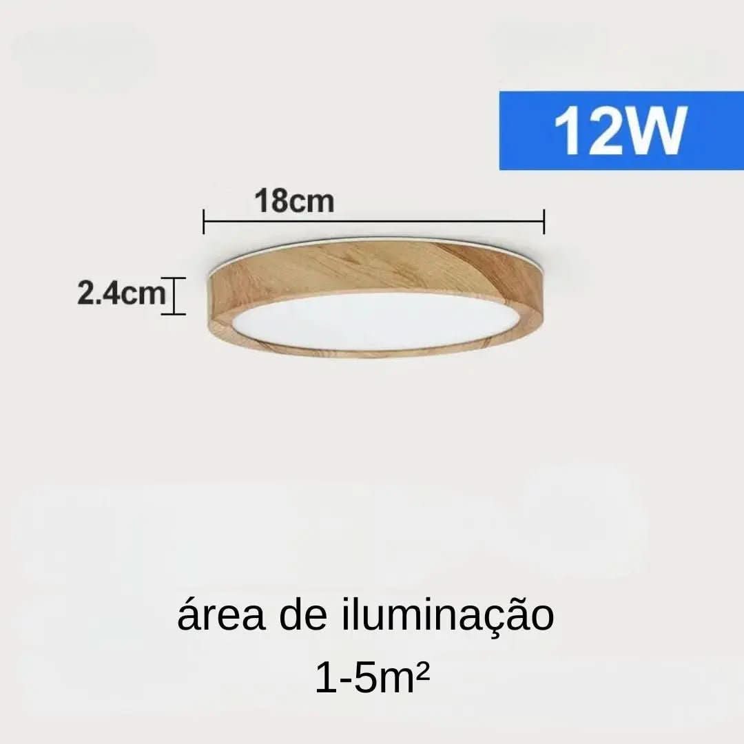 Plafon De Teto Led Sobrepor Estilo Amadeirado - Morada Serena