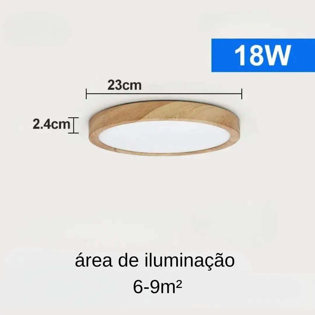 Plafon De Teto Led Sobrepor Estilo Amadeirado - Morada Serena