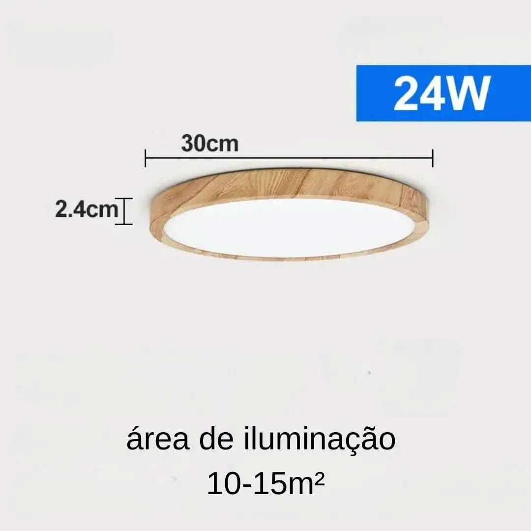Plafon De Teto Led Sobrepor Estilo Amadeirado - Morada Serena