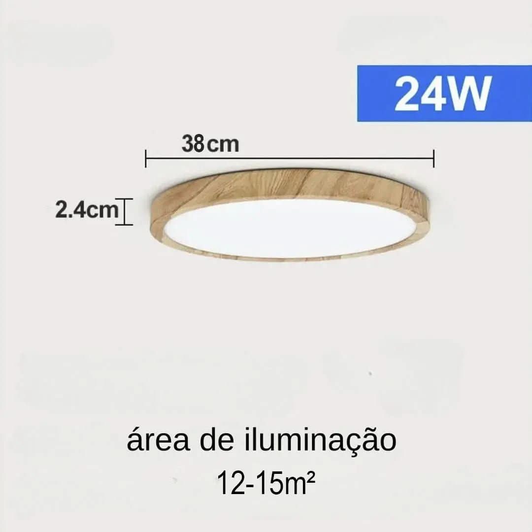 Plafon De Teto Led Sobrepor Estilo Amadeirado - Morada Serena