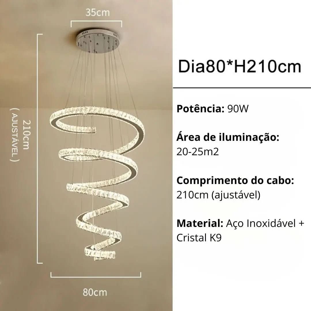 Lustre Circular Cristal Moderno Pendente Para Sala De Jantar - Morada Serena