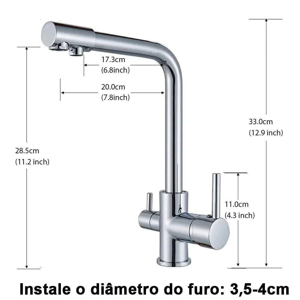 Torneira Gourmet Para Cozinha Com Filtro Modelo Duplo Comando Modelo Giratória - Morada Serena