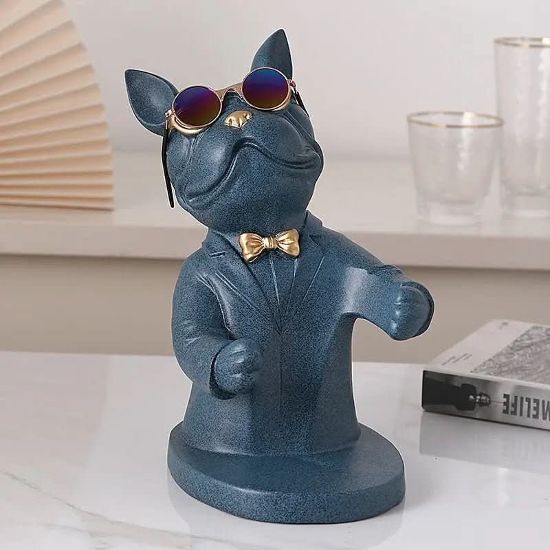 Escultura Decorativa BullDog Francês Mordomo Suporte de Vinho - Morada Serena