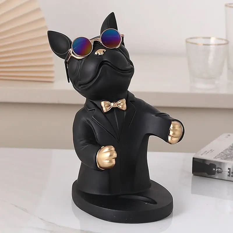 Escultura Decorativa BullDog Francês Mordomo Suporte de Vinho - Morada Serena