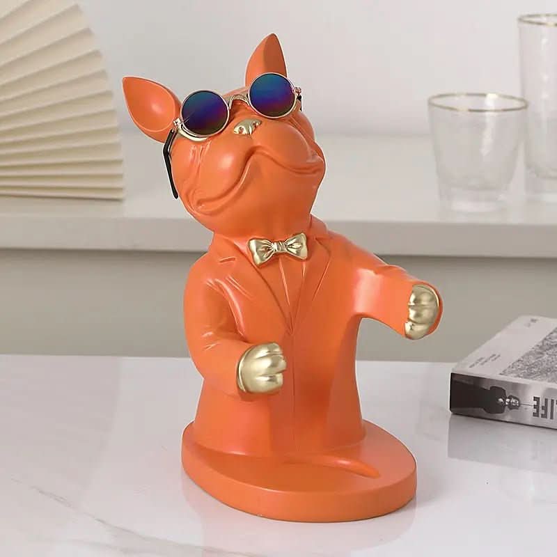 Escultura Decorativa BullDog Francês Mordomo Suporte de Vinho - Morada Serena