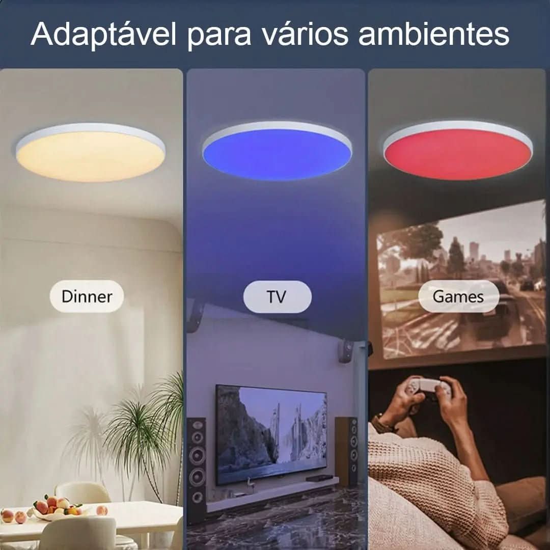 Plafon LED Redondo Sobrepor Smart Home - Controle por Voz via Alexa, Google e Yandex - Morada Serena