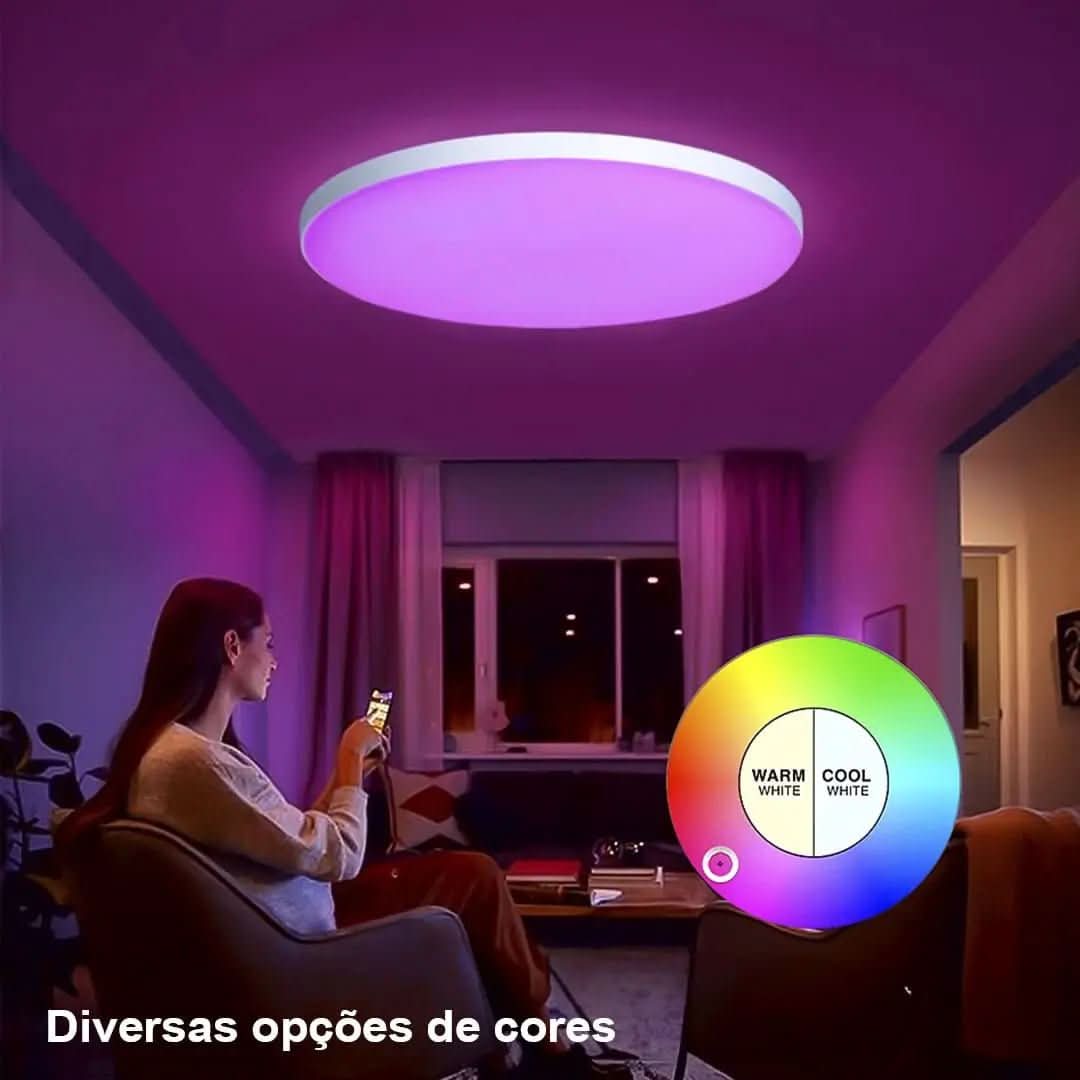 Plafon LED Redondo Sobrepor Smart Home - Controle por Voz via Alexa, Google e Yandex - Morada Serena