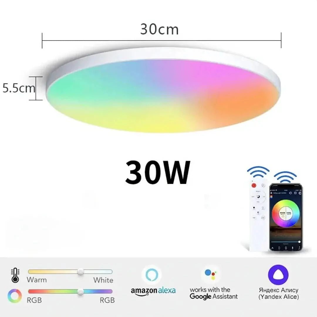 Plafon LED Redondo Sobrepor Smart Home - Controle por Voz via Alexa, Google e Yandex - Morada Serena