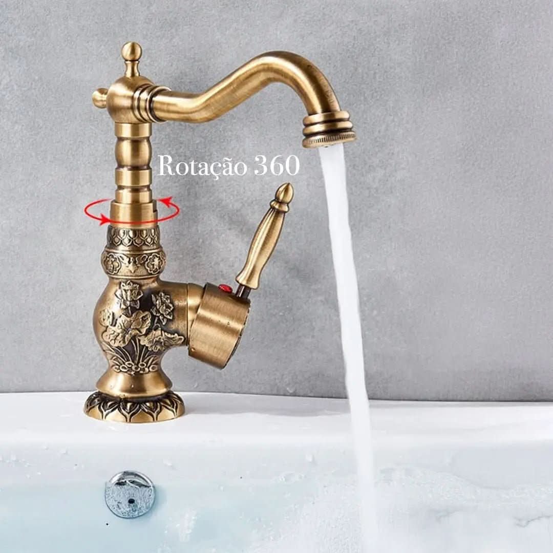 Torneira para Banheiro Monocomando Modelo Antique Luxe - Estilo Clássico e Sofisticação - Morada Serena