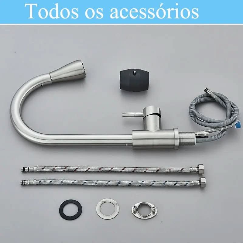 Torneira Monocomando Para Cozinha Níquel Escovado Com Extensor - Morada Serena