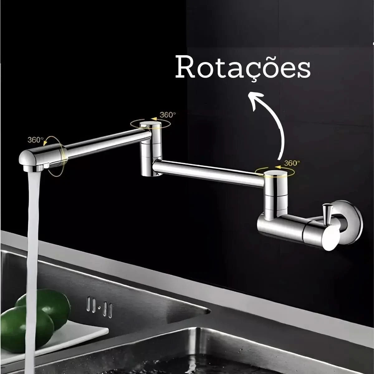 Torneira De Parede Para Cozinha Rotação 360 - Morada Serena