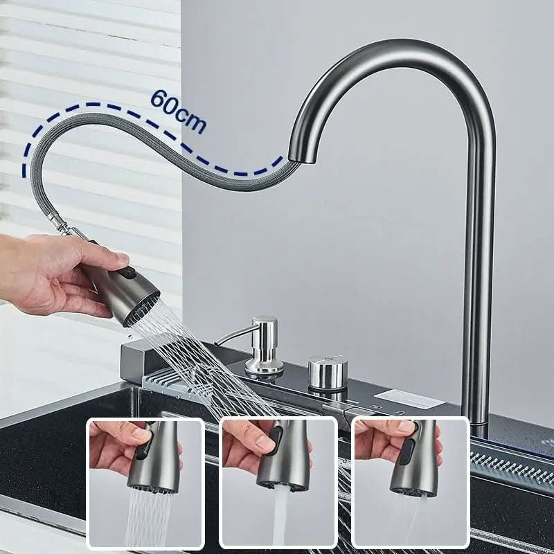 Kit Cuba Cozinha Cascata Gourmet Aço Inox Com Torneira Flexível - Morada Serena