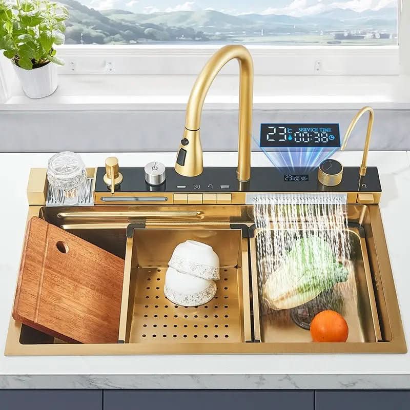 Kit Cuba Cozinha Cascata Gourmet Aço Inox Com Torneira Flexível - Morada Serena