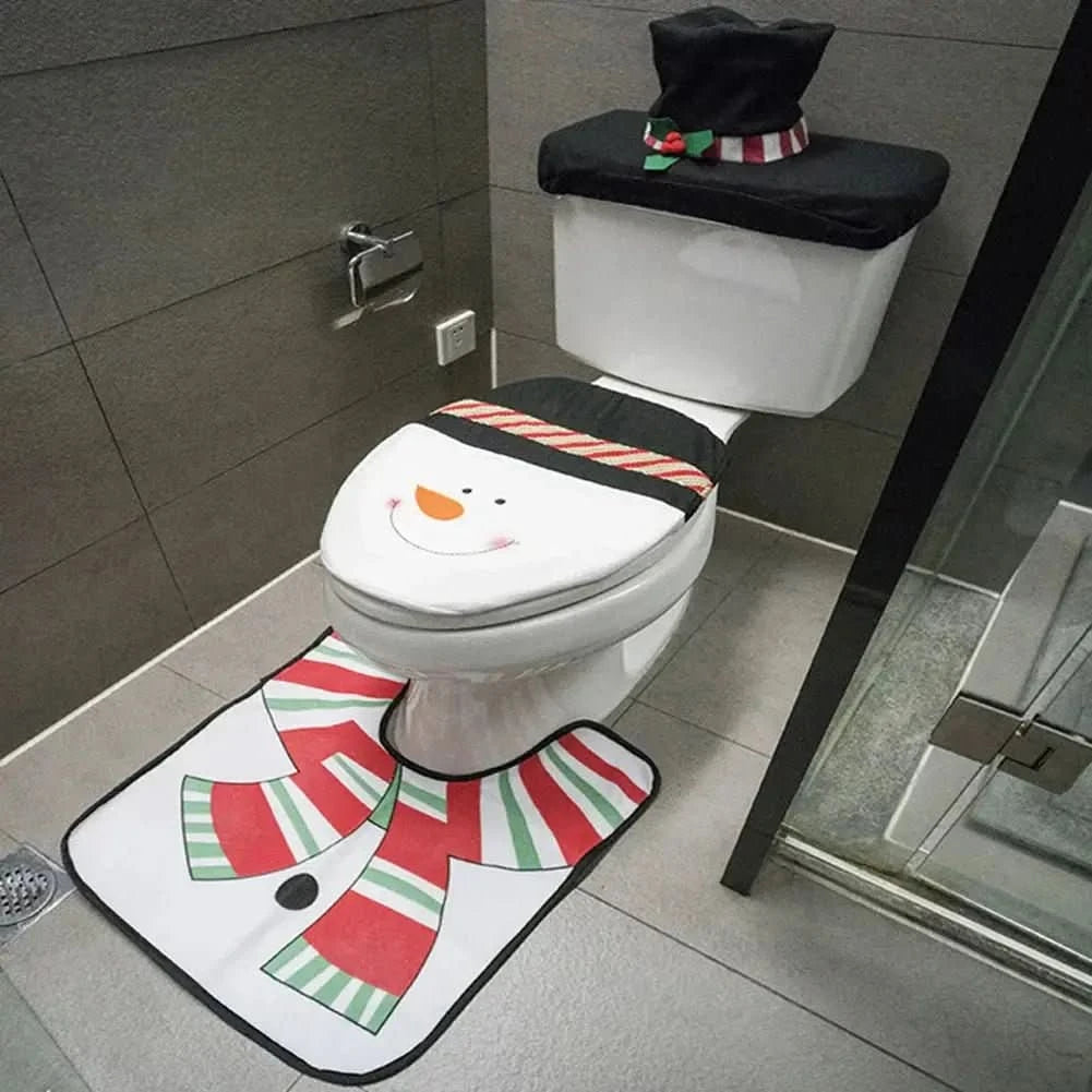 Decoração de Natal - Kit de Tapetes Para Banheiro para Deixar Seu Banho Festivo - Morada Serena