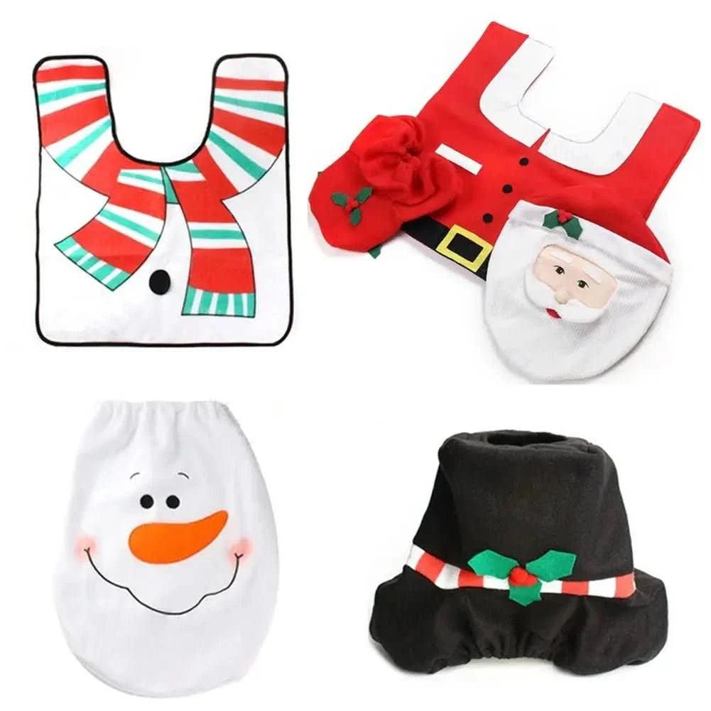 Decoração de Natal - Kit de Tapetes Para Banheiro para Deixar Seu Banho Festivo - Morada Serena