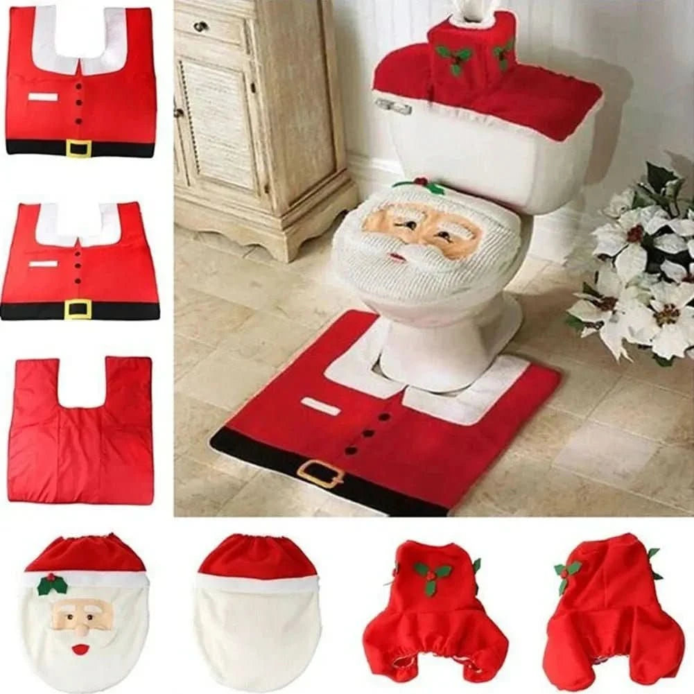 Decoração de Natal - Kit de Tapetes Para Banheiro para Deixar Seu Banho Festivo - Morada Serena