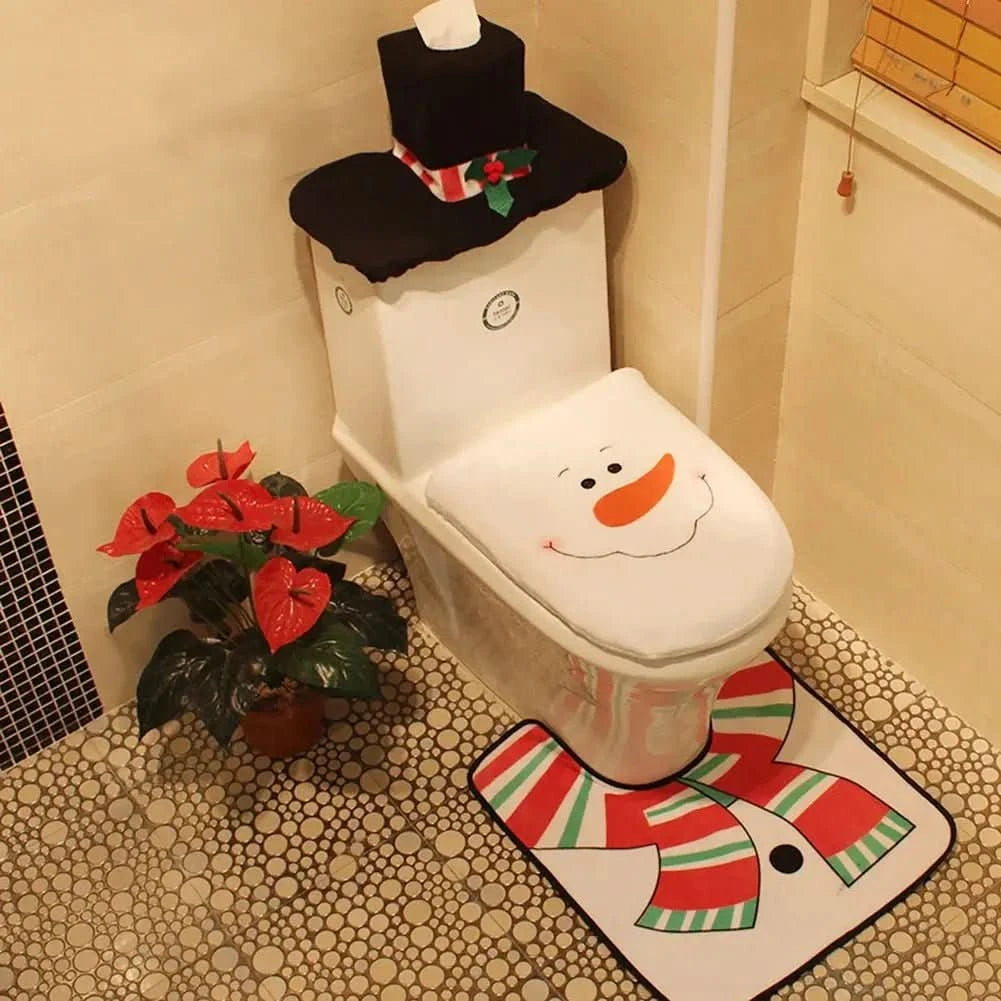 Decoração de Natal - Kit de Tapetes Para Banheiro para Deixar Seu Banho Festivo - Morada Serena