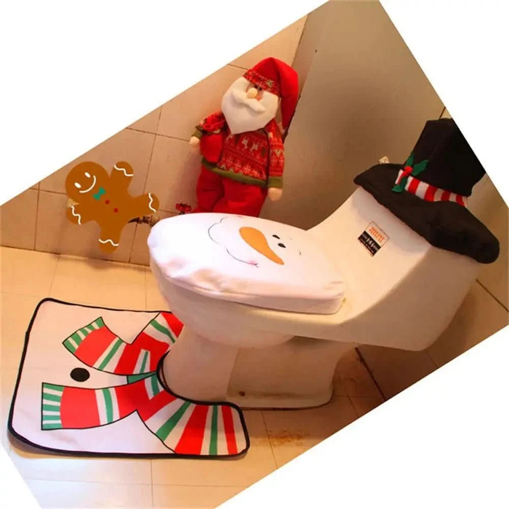 Decoração de Natal - Kit de Tapetes Para Banheiro para Deixar Seu Banho Festivo - Morada Serena