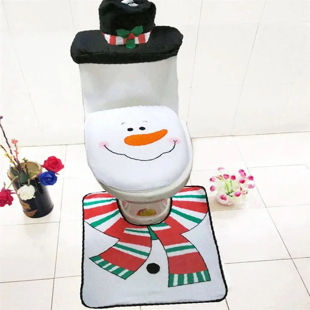 Decoração de Natal - Kit de Tapetes Para Banheiro para Deixar Seu Banho Festivo - Morada Serena