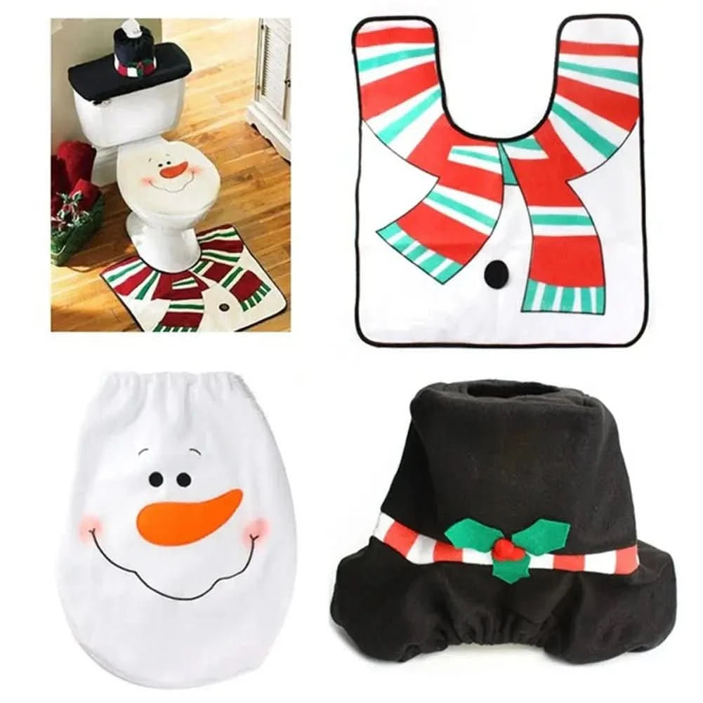 Decoração de Natal - Kit de Tapetes Para Banheiro para Deixar Seu Banho Festivo - Morada Serena