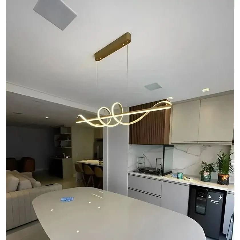 Lustre Pendente Led 45w 3 Em 1 Moderno Quarto Sala Dourado - Morada Serena