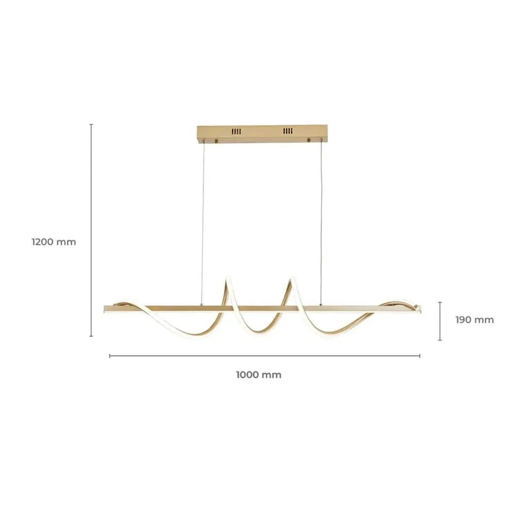 Lustre Pendente Led 45w 3 Em 1 Moderno Quarto Sala Dourado - Morada Serena