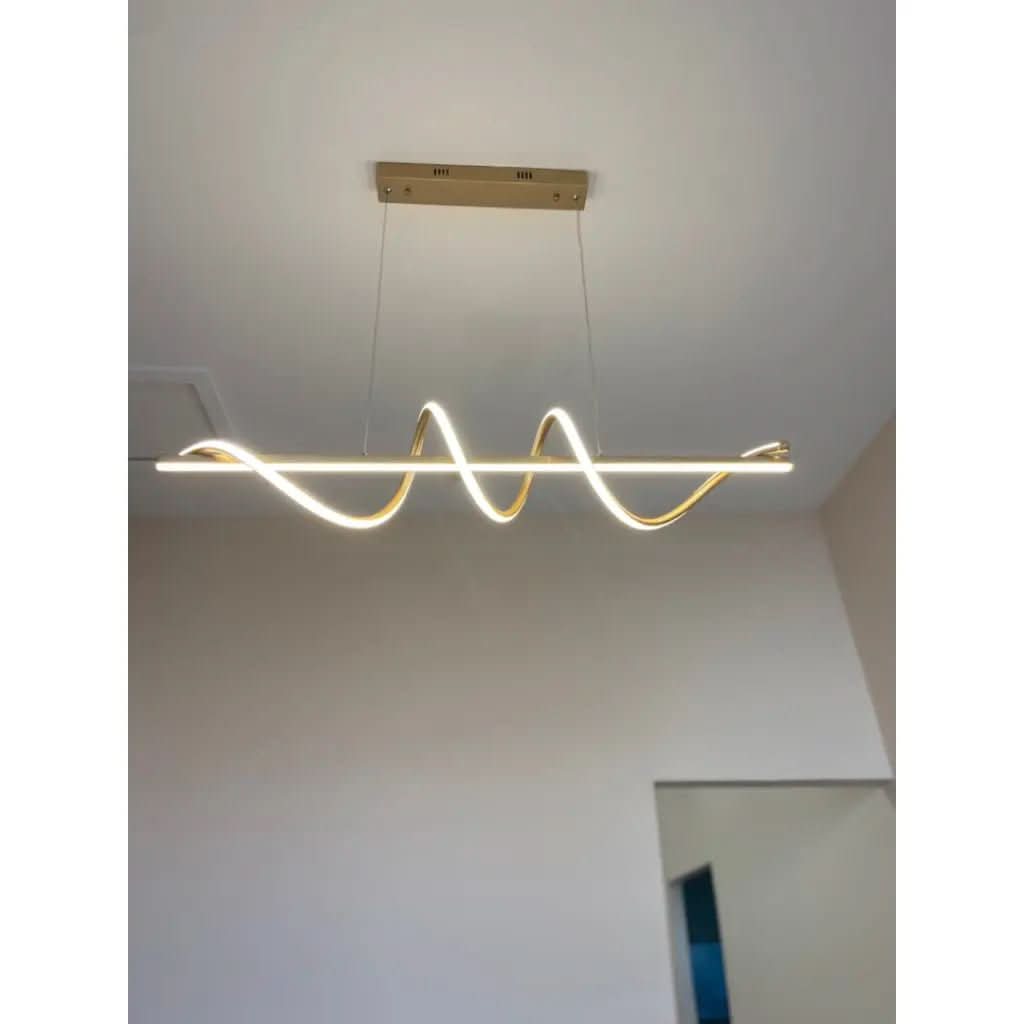 Lustre Pendente Led 45w 3 Em 1 Moderno Quarto Sala Dourado - Morada Serena