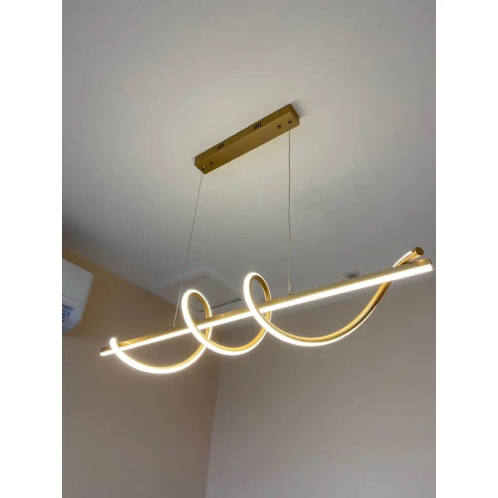 Lustre Pendente Led 45w 3 Em 1 Moderno Quarto Sala Dourado - Morada Serena
