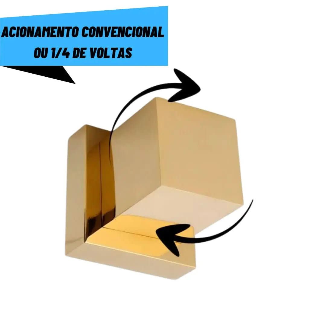 KIT 2 Acabamentos Quadrado De Metal Para Registro Pressão Gaveta Acabamento Dourado - Morada Serena