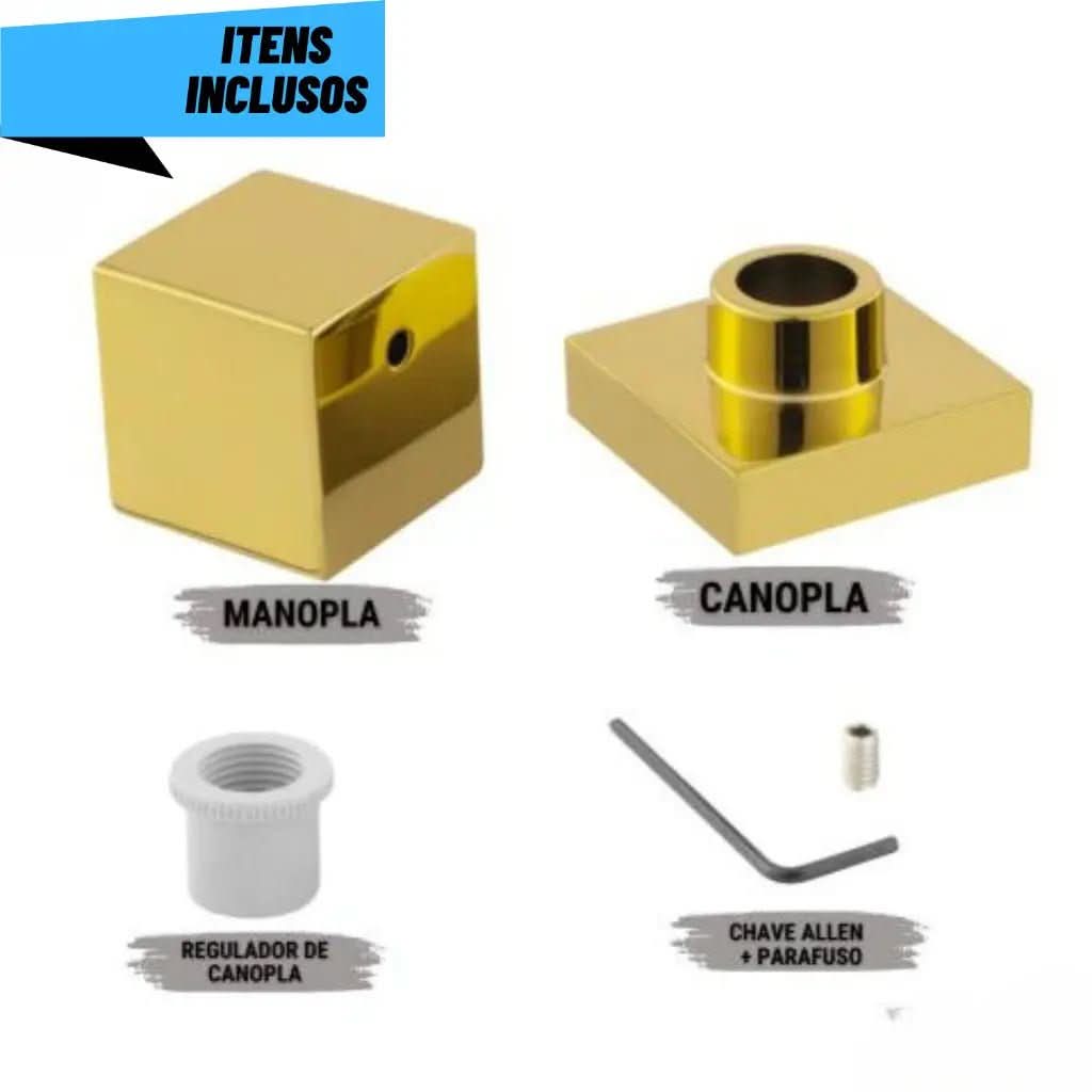 KIT 2 Acabamentos Quadrado De Metal Para Registro Pressão Gaveta Acabamento Dourado - Morada Serena