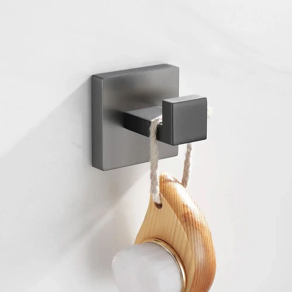 Kit Acessórios para Banheiro Completo 5 Peças Inox - Toalheiro Grafite Escovado - Morada Serena