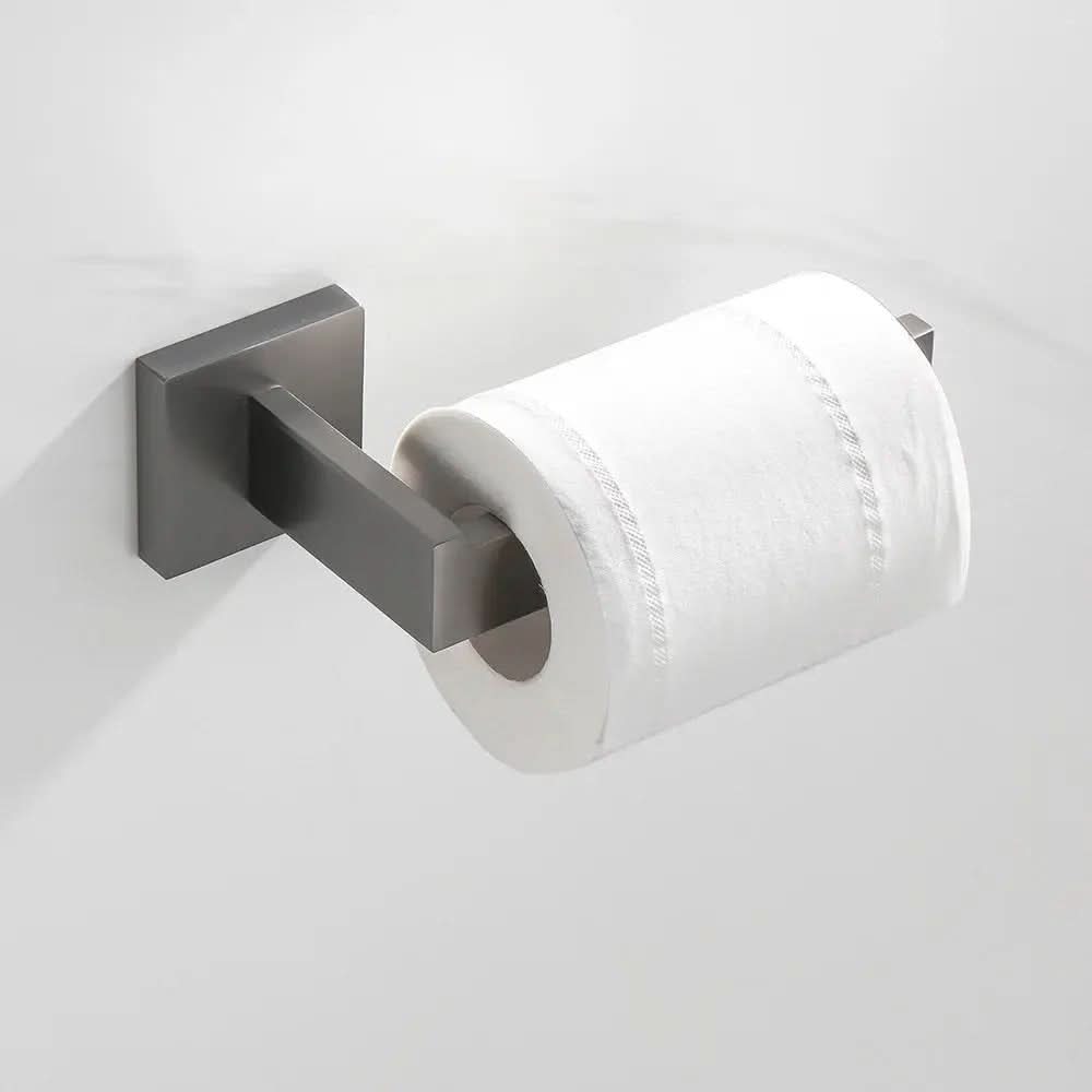 Kit Acessórios para Banheiro Completo 5 Peças Inox - Toalheiro Grafite Escovado - Morada Serena