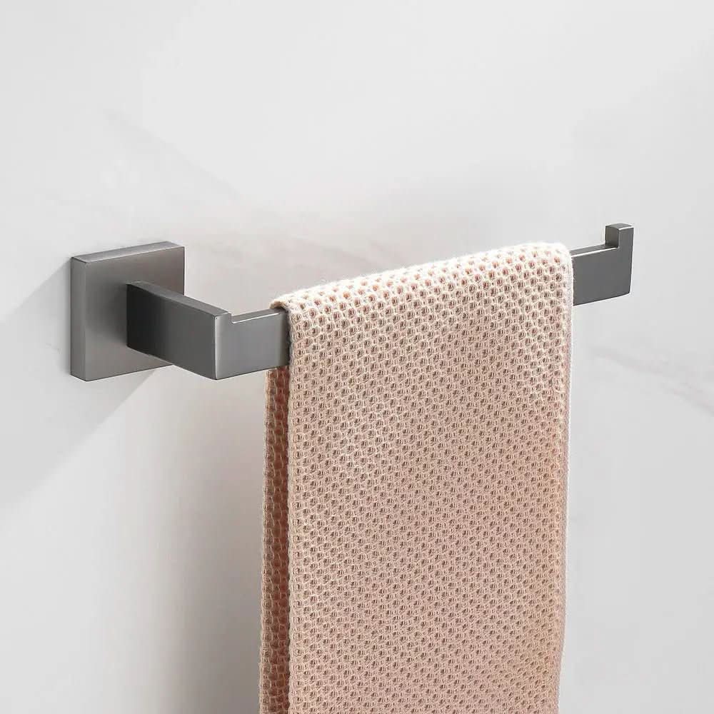 Kit Acessórios para Banheiro Completo 5 Peças Inox - Toalheiro Grafite Escovado - Morada Serena
