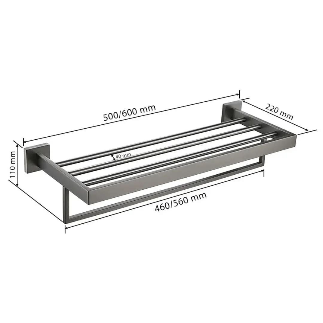 Kit Acessórios para Banheiro Completo 5 Peças Inox - Toalheiro Grafite Escovado - Morada Serena