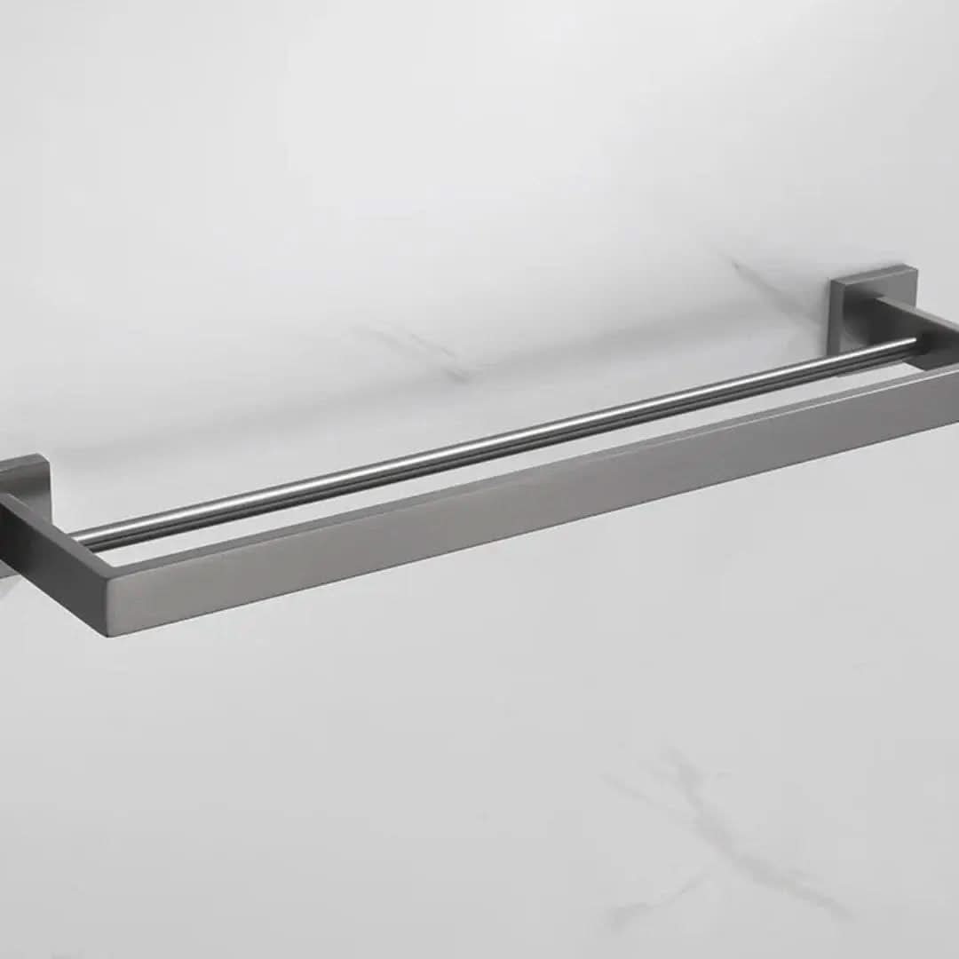 Kit Acessórios para Banheiro Completo 5 Peças Inox - Toalheiro Grafite Escovado - Morada Serena