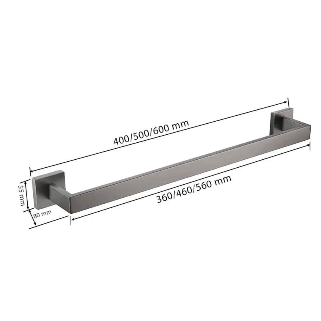 Kit Acessórios para Banheiro Completo 5 Peças Inox - Toalheiro Grafite Escovado - Morada Serena