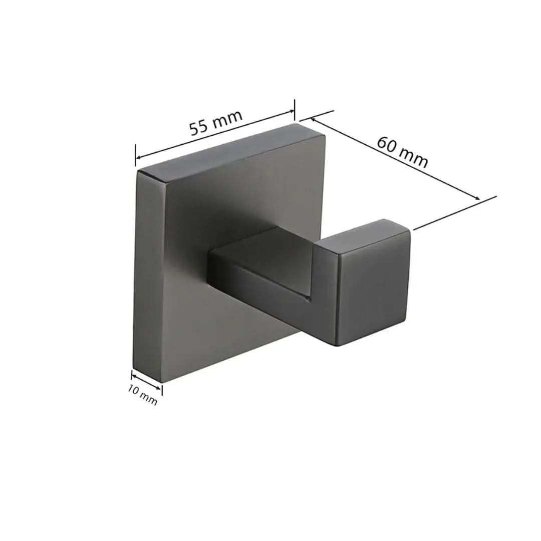 Kit Acessórios para Banheiro Completo 5 Peças Inox - Toalheiro Grafite Escovado - Morada Serena