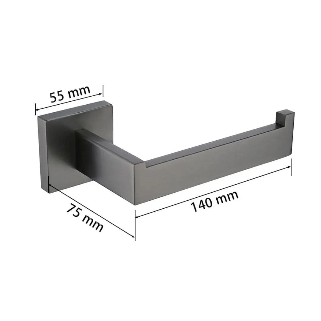 Kit Acessórios para Banheiro Completo 5 Peças Inox - Toalheiro Grafite Escovado - Morada Serena