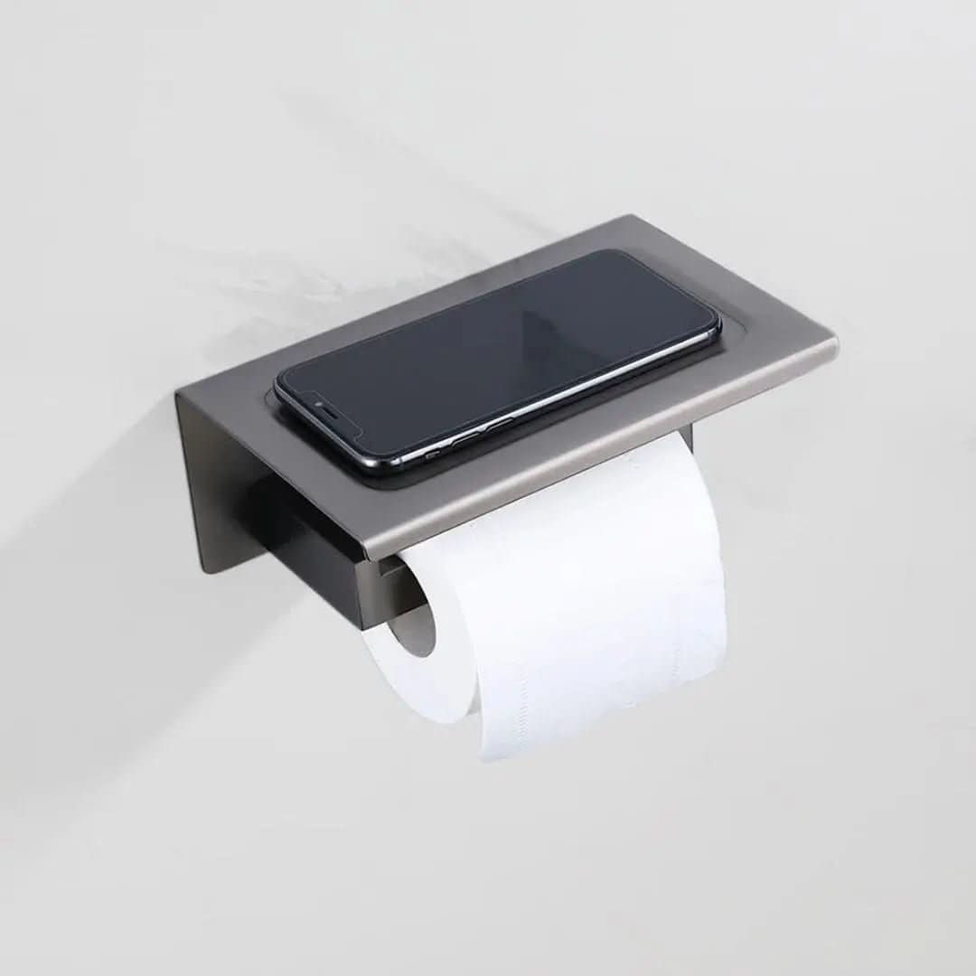Kit Acessórios para Banheiro Completo 5 Peças Inox - Toalheiro Grafite Escovado - Morada Serena
