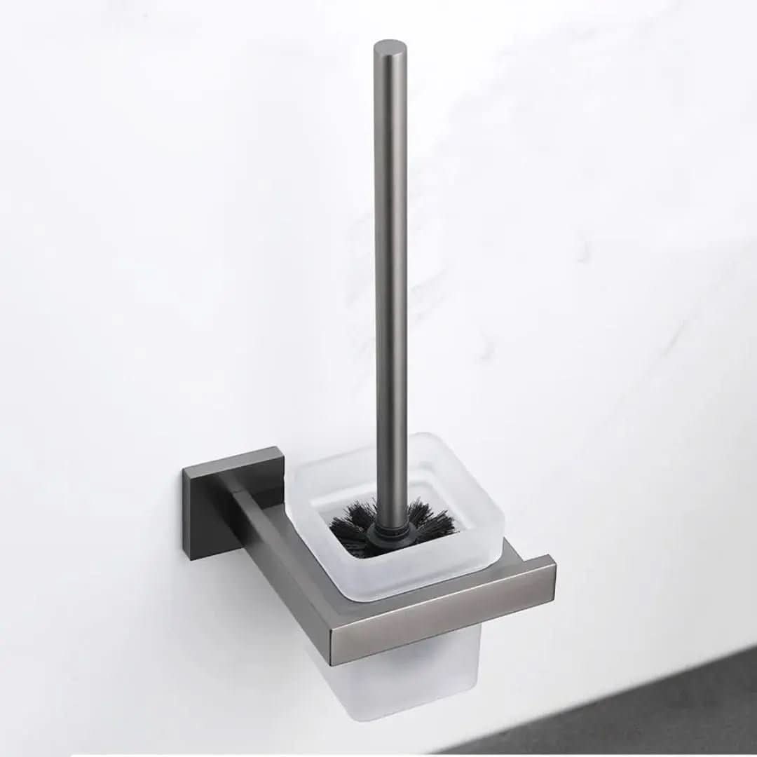 Kit Acessórios para Banheiro Completo 5 Peças Inox - Toalheiro Grafite Escovado - Morada Serena