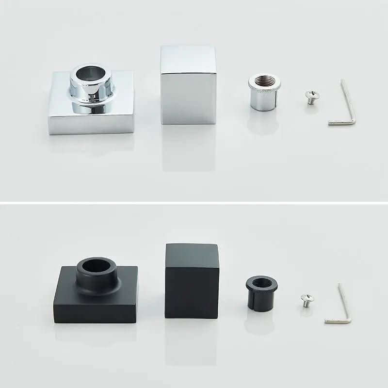 Kit Ducha Chuveiro 20×20cm Inox 304 Com Acabamentos Registros Preto/Cromado Para Chuveiro Banheiro - Morada Serena