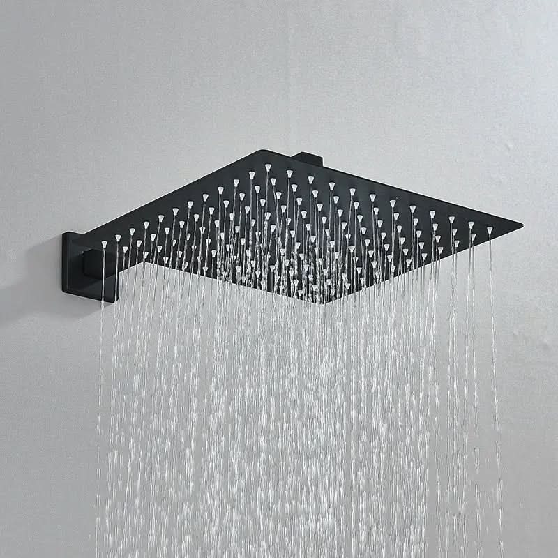 Kit Ducha Chuveiro 20×20cm Inox 304 Com Acabamentos Registros Preto/Cromado Para Chuveiro Banheiro - Morada Serena