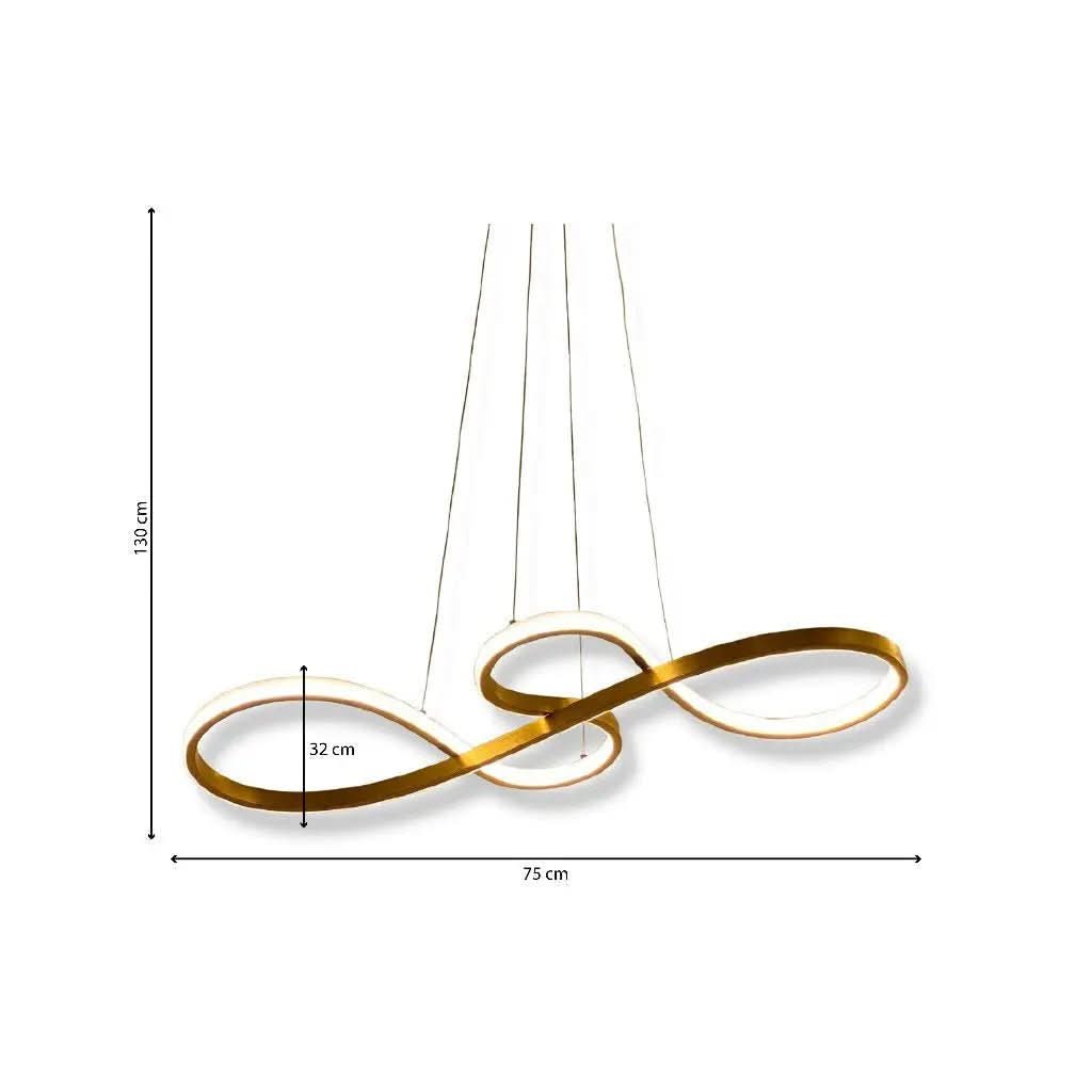 Lustre Pendente de Led 40w Dourado 75cm - 3 Cores de Luz para Iluminação Personalizada - Morada Serena
