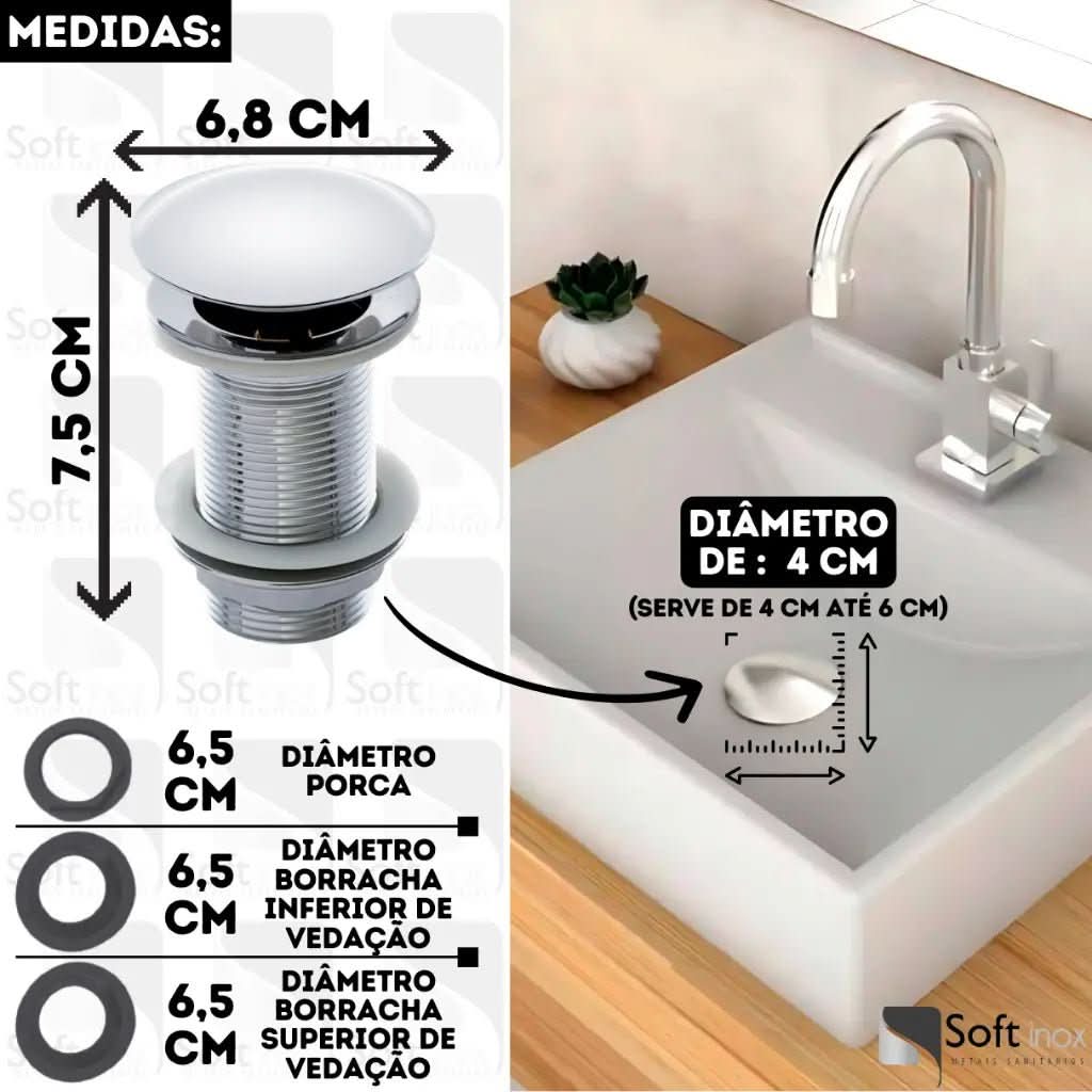 Válvula Click De Inox Pia de Banheiro Lavatório – Qualidade e Praticidade - Morada Serena